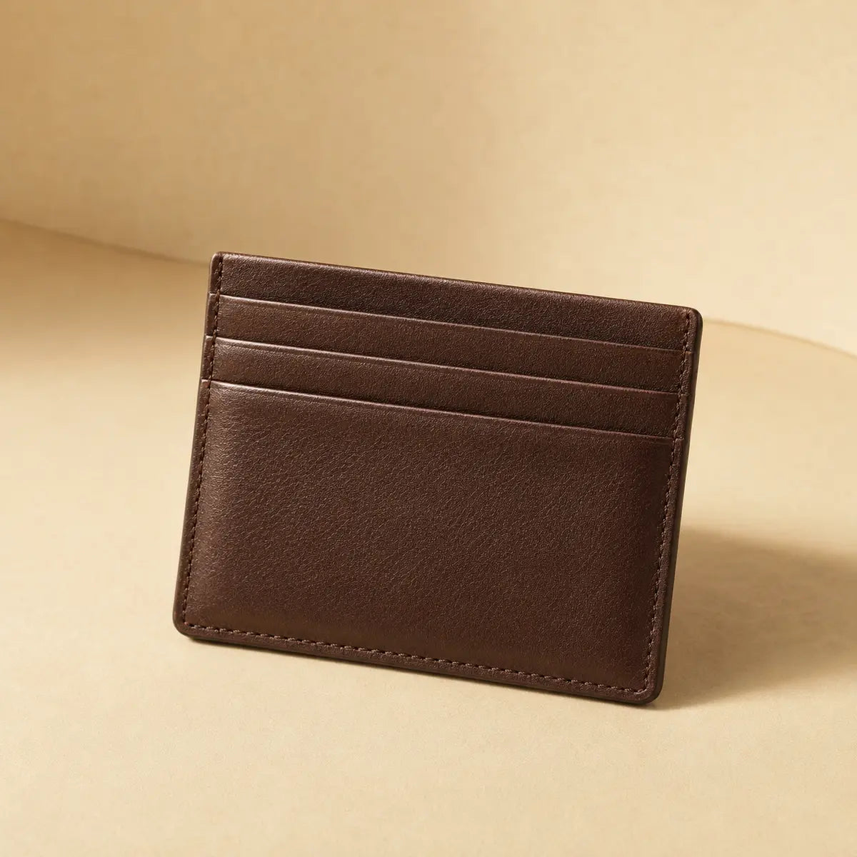 Chocolate brown leather card holder
